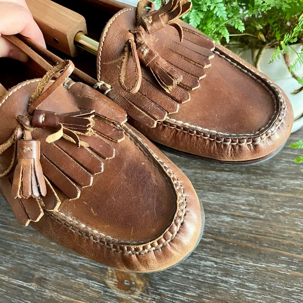 Cole Haan Mens Leather Tassel‎ Loafers Casual Slip On Brown Tan 12 D Tan Brown